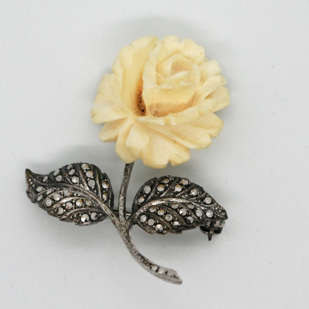 White Rose Sterling Silver Pin
